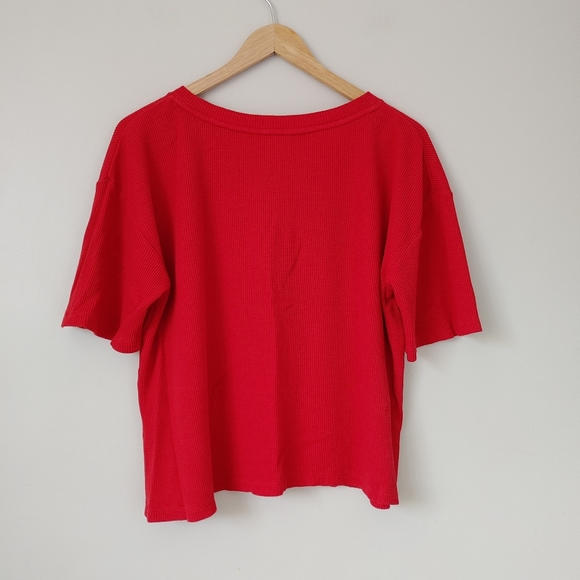 Eberjey Cozy Waffle Short Sleeve & Pant PJ Set Pyjamas Red Size Small - Picture 8 of 16